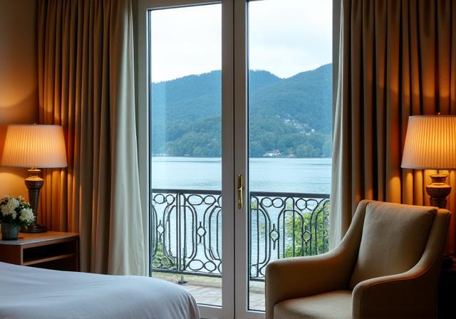 Luxuriöses Deluxe Zimmer mit Seeblick und grossem Fenster