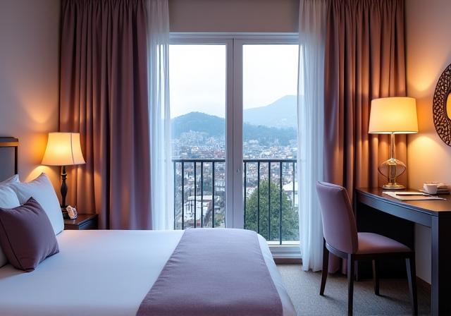 Helles Superior Zimmer mit Balkon und Blick auf die Stadt Luzern